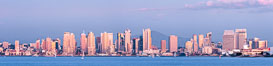 San Diego City Skyline at Sunset, viewed from Point Loma, panoramic photograph. California, USA. Image #36652