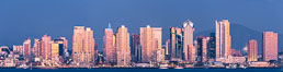 San Diego City Skyline at Sunset, viewed from Point Loma, panoramic photograph. California, USA. Image #36653