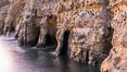 Sea Caves, the famous La Jolla sea caves lie below tall cliffs at Goldfish Point.  Sunny Jim Cave. Sunrise. California, USA. Image #37468