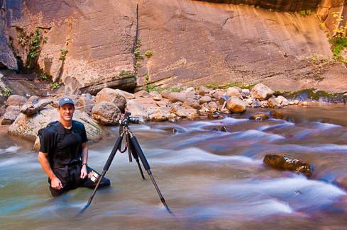 Photographing fall colors in the Zion River Narrows, Utah, photo by Garry McCarthy / McCarthyPhotos.com