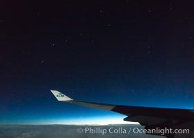 Ursa Major, the big dipper, viewed at night over Iceland on KLM plane flight