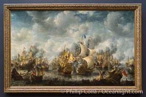 The Battle of Terheide, Jan Abrahamsz. Beerstraten, 1653 - 1666. Oil on canvas, h 176cm x w 281.5cm, Rijksmuseum, Amsterdam, Holland, Netherlands