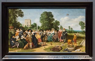 The Fete champetre, Dirck Hals, 1627, oil on panel, h 77.6cm x w 135.7cm, Rijksmuseum, Amsterdam, Holland, Netherlands