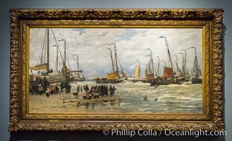 Fishing Pinks in Breaking Waves, Hendrik Willem Mesdag, c. 1875 - c. 1885, oil paint, h 90cm x w 181cm x w 41.8kg. Rijksmuseum, Amsterdam, Holland, Netherlands, natural history stock photograph, photo id 29472