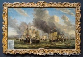 The Battle of Livorno, Reinier Nooms, 1653 - 1664. Oil on canvas, h 142cm  w 225cm, Rijksmuseum, Amsterdam, Holland, Netherlands