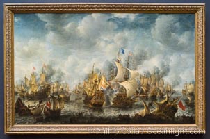 The Battle of Terheide, Jan Abrahamsz. Beerstraten, 1653 - 1666. Oil on canvas, h 176cm � w 281.5cm, Rijksmuseum, Amsterdam, Holland, Netherlands