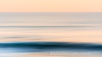 Windansea Waves and Earthshadow, abstract, motion blur and pre-dawn earthshadow colors, La Jolla, California