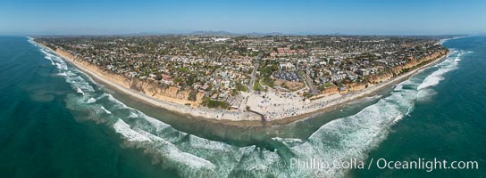 Aerial Panoramic Photo of Moonlight Beach and Encinitas