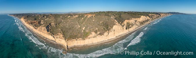 Aerial Panoramic Photo of Torrey Pines, Flat Rock. Torrey Pines State Reserve, San Diego, California, USA, natural history stock photograph, photo id 30777