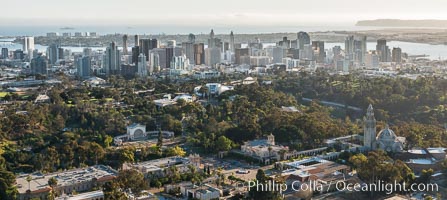 Aerial photo of Balboa Park and Downtown San Diego