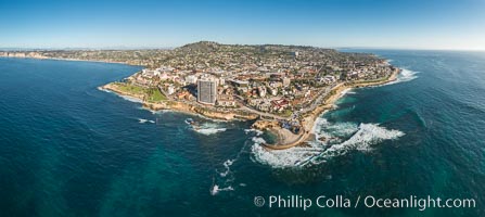 Aerial Panoramic Photo of Casa Cove, Children's Pool and La Jolla Coastline