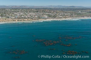 Aerial Photo of Swamis Marine Conservation Area.  Swamis State Marine Conservation Area (SMCA) is a marine protected area that extends offshore of Encinitas in San Diego County