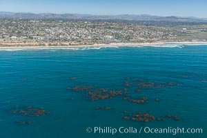 Aerial Photo of Swamis Marine Conservation Area.  Swami's State Marine Conservation Area (SMCA) is a marine protected area that extends offshore of Encinitas in San Diego County