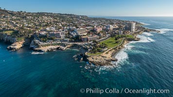 Aerial Photo of La Jolla Cove, Mount Soledad and Scripps Park, La Jolla Coastline