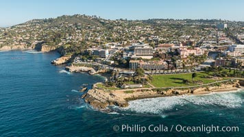 Aerial Photo of La Jolla Cove, Mount Soledad and Scripps Park, La Jolla Coastline