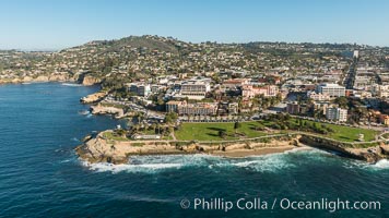 Aerial Photo of La Jolla Cove, Mount Soledad and Scripps Park, La Jolla Coastline