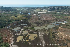 Aerial Photo of San Elijo Lagoon. San Elijo Lagoon Ecological Reserve is one of the largest remaining coastal wetlands in San Diego County, California, on the border of Encinitas, Solana Beach and Rancho Santa Fe