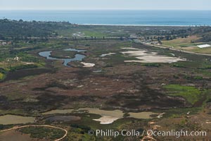 Aerial Photo of San Elijo Lagoon. San Elijo Lagoon Ecological Reserve is one of the largest remaining coastal wetlands in San Diego County, California, on the border of Encinitas, Solana Beach and Rancho Santa Fe