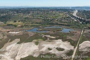 Aerial Photo of San Elijo Lagoon. San Elijo Lagoon Ecological Reserve is one of the largest remaining coastal wetlands in San Diego County, California, on the border of Encinitas, Solana Beach and Rancho Santa Fe