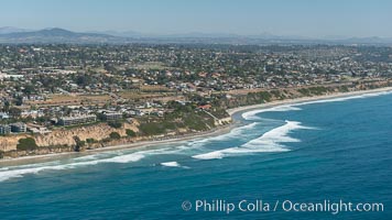 Aerial Photo of Swamis Marine Conservation Area.  Swami's State Marine Conservation Area (SMCA) is a marine protected area that extends offshore of Encinitas in San Diego County