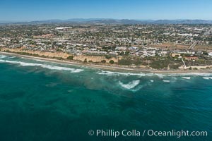 Aerial Photo of Swamis Marine Conservation Area.  Swami's State Marine Conservation Area (SMCA) is a marine protected area that extends offshore of Encinitas in San Diego County