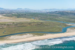 Aerial Photo of Tijuana River Mouth SMCA.  Tijuana River Mouth State Marine Conservation Area borders Imperial Beach and the Mexican Border