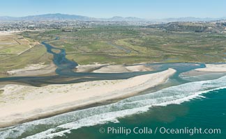 Aerial Photo of Tijuana River Mouth SMCA.  Tijuana River Mouth State Marine Conservation Area borders Imperial Beach and the Mexican Border