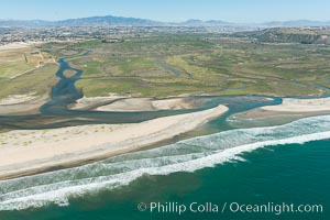 Aerial Photo of Tijuana River Mouth SMCA.  Tijuana River Mouth State Marine Conservation Area borders Imperial Beach and the Mexican Border