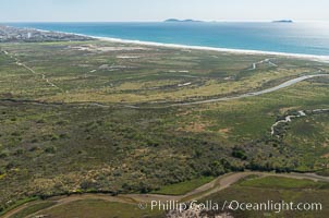 Aerial Photo of Tijuana River Mouth SMCA.  Tijuana River Mouth State Marine Conservation Area borders Imperial Beach and the Mexican Border