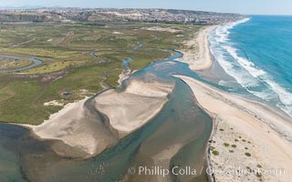 Aerial Photo of Tijuana River Mouth SMCA.  Tijuana River Mouth State Marine Conservation Area borders Imperial Beach and the Mexican Border