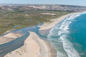 Aerial Photo of Tijuana River Mouth SMCA.  Tijuana River Mouth State Marine Conservation Area borders Imperial Beach and the Mexican Border