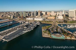 Aerial Photo of USS MIdway Museum and Downtown San Diego