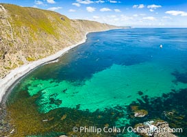 Aerial View of Kangaroo Island near Wreck of the Portland Maru, South Australia. The Portland Maru was a 117-meter Japanese cargo ship which struck a submerged object and was beached near Cape Borda, Kangaroo Island, on March 19, 1935