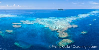 Aerial View of Namena Marine Reserve and Coral Reefs, Namena Island, Fiji
