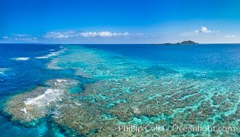 Aerial View of Namena Marine Reserve and Coral Reefs, Namena Island, Fiji