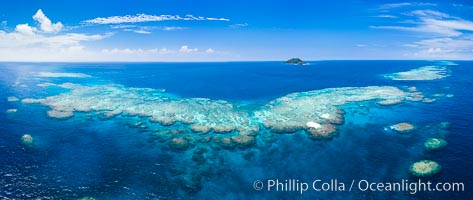 Aerial View of Namena Marine Reserve and Coral Reefs, Namena Island, Fiji