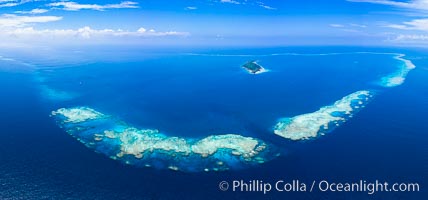 Aerial View of Namena Marine Reserve and Coral Reefs, Namena Island, Fiji