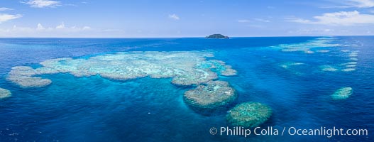 Aerial View of Namena Marine Reserve and Coral Reefs, Namena Island, Fiji