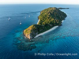 Aerial View of Namena Marine Reserve and Coral Reefs, Namena Island, Fiji