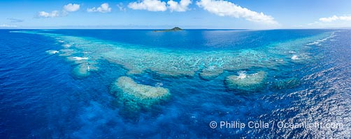 Aerial View of Namena Marine Reserve and Coral Reefs, Namena Island, Fiji