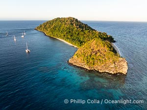 Aerial View of Namena Marine Reserve and Coral Reefs, Namena Island, Fiji