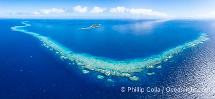 Aerial View of Namena Marine Reserve and Coral Reefs, Namena Island, Fiji