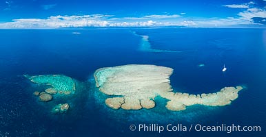 Aerial View of Vatu-i-Ra Coral Seascape, Fiji, Vatu I Ra Passage, Bligh Waters, Viti Levu Island