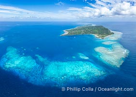 Aerial View of Coral Reefs around Wakaya Island, Fiji