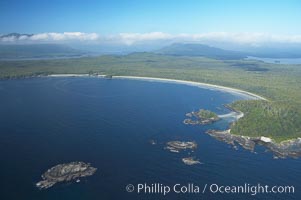 Ahouse Bay and Vargas Island, aerial photo, Clayoquot Sound in the foreground, near Tofino on the west coast of Vancouver Island