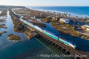 Amtrak train over San Elijo Lagoon, Encinitas