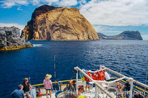 Anchored near Church Rock, with Isla Adentro just beyond. Guadalupe Island, Mexico. Guadalupe Island (Isla Guadalupe), Baja California, natural history stock photograph, photo id 36236