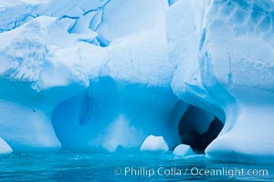 Antarctic icebergs, sculpted by ocean tides into fantastic shapes.