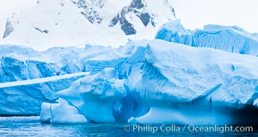 Antarctic icebergs, sculpted by ocean tides into fantastic shapes, Cierva Cove