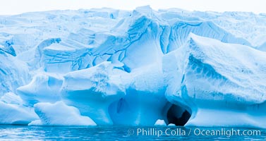 Antarctic icebergs, sculpted by ocean tides into fantastic shapes, Cierva Cove